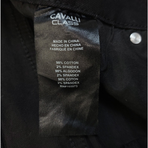 Cavalli Class Ultra Slim Ankle Back Jeans Rip Mid Rise Women 30 Pants Grunge - Picture 11 of 15